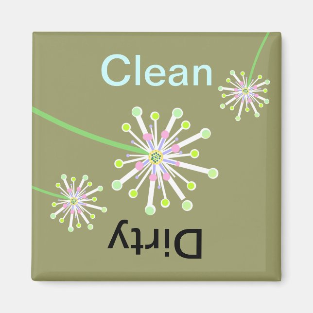 Dandelion Clean/Dirty Dishwasher Magnet (Front)