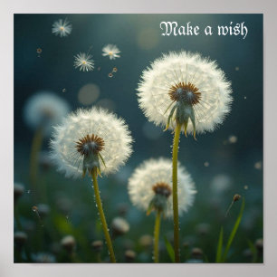 Dandelion Clocks Make a Wish Poster