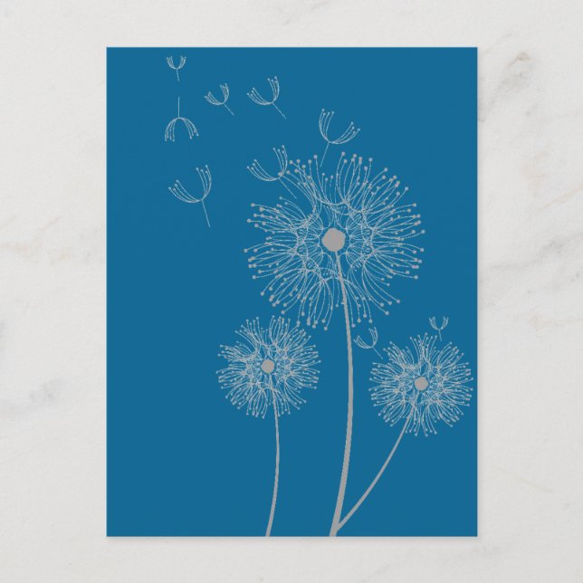Dandelion colour modern floral art postcard (Front)