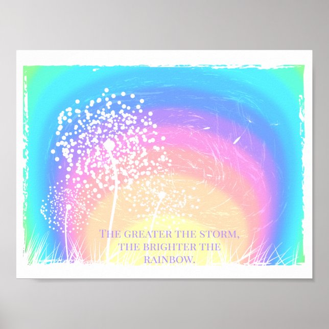 Dandelion Colourful Gradient Rainbow Motivational Poster (Front)