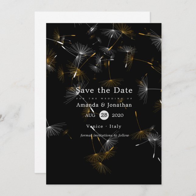 Dandelion Confetti Wedding Save The Date (Front/Back)