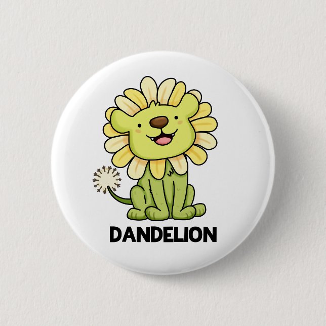Dandelion Cute Lion Pun 6 Cm Round Badge (Front)