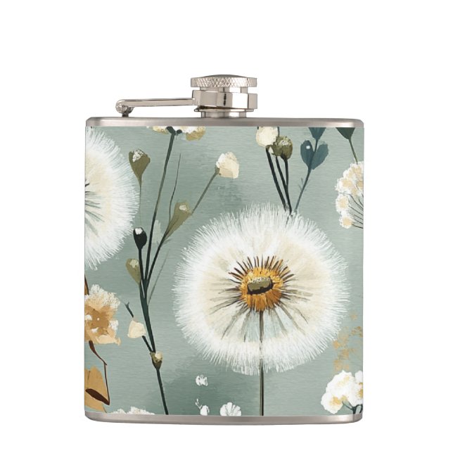 Dandelion Design Series #3 Hip Flask (Front)