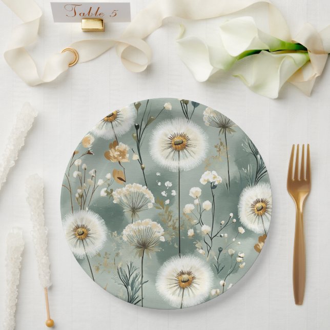 Dandelion Design Series #3 Paper Plate (Wedding)