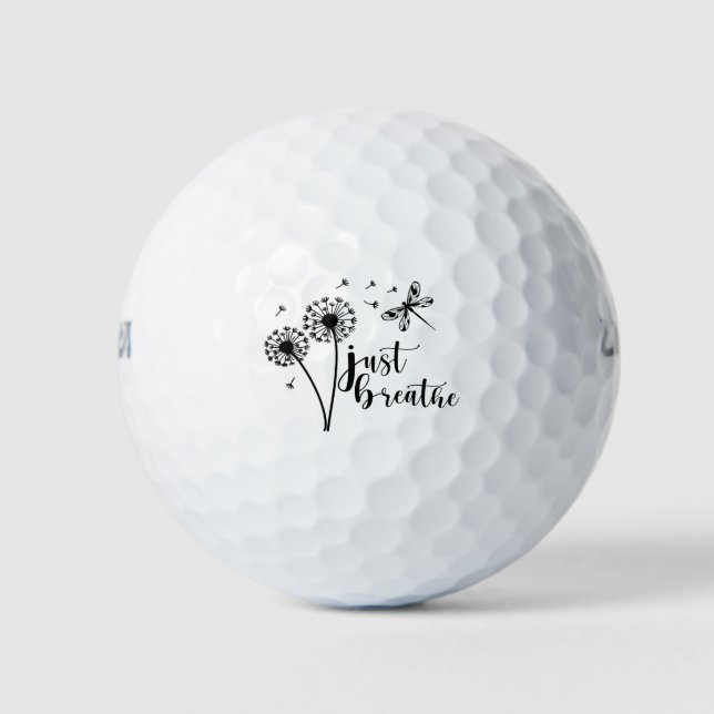 Dandelion Dragonfly Just Breathe Golf Balls (Front)