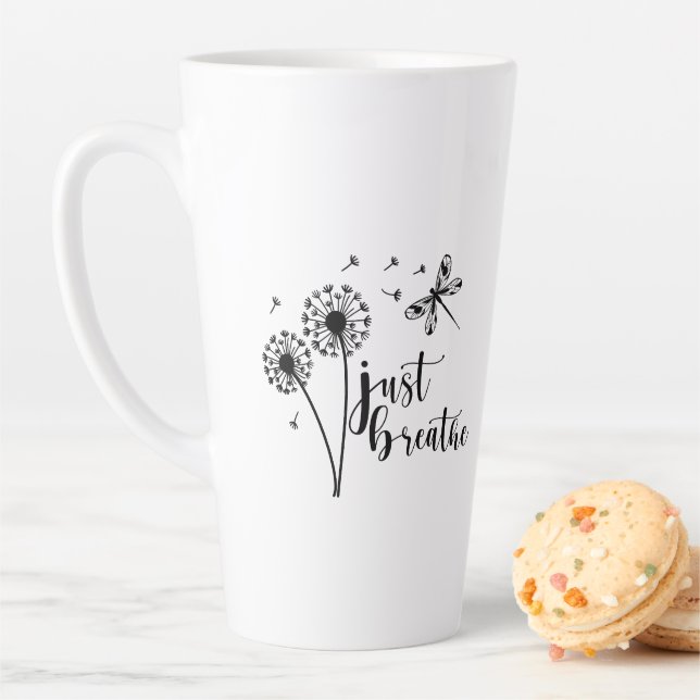 Dandelion Dragonfly Just Breathe Latte Mug (In Situ)