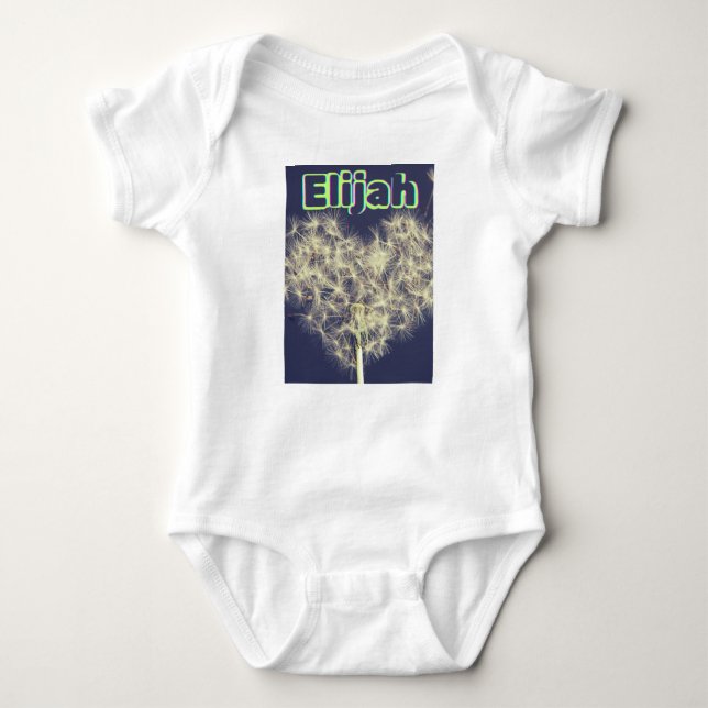    Dandelion Dreams Personalised Baby Bodysuit. Bodysuit (Front)