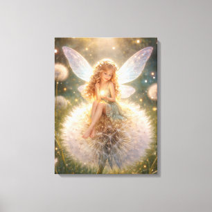 Dandelion Fairy in the glowing meadow Canvas Print