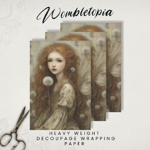 Dandelion Fairy Woodland Fantasy Watercolor Art Wrapping Paper Sheet