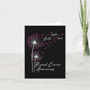 Dandelion Faith Hope Love Breast Cancer Awareness Card