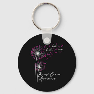 Dandelion Faith Hope Love Breast Cancer Awareness Key Ring