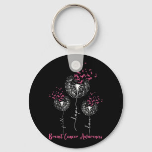 Dandelion Faith Hope Love Breast Cancer Awareness Key Ring