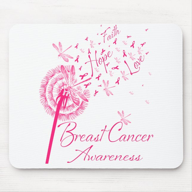 Dandelion Faith Hope Love Breast Cancer Awareness Mouse Pad (Front)