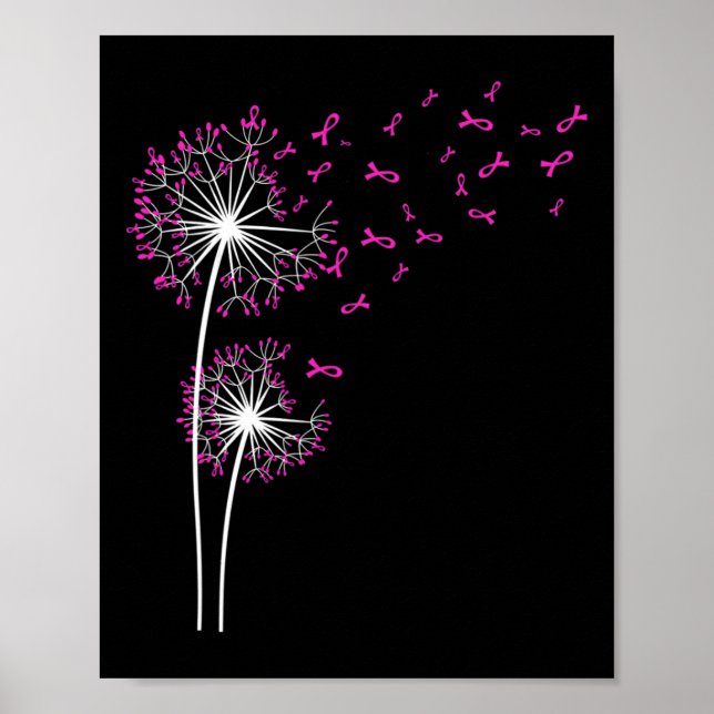 Dandelion Faith Hope Love Breast Cancer Awareness  Poster (Front)