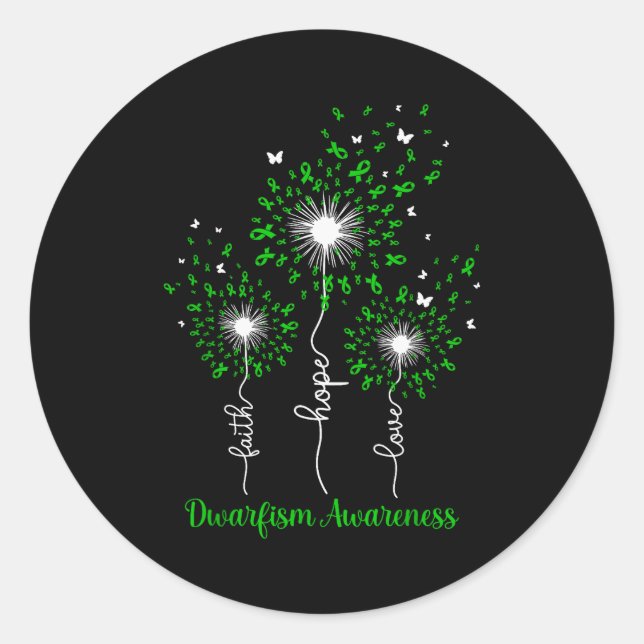 Dandelion Faith Hope Love Dwarfism Awareness  Classic Round Sticker (Front)