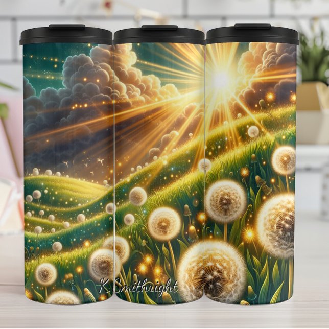 Dandelion Field Golden Hour Glow Thermal Tumbler (Creator Uploaded)
