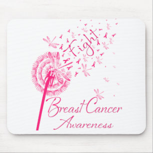 Dandelion Fight Breast Cancer Awareness Dragonfly. Mouse Pad
