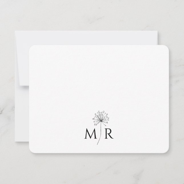 Dandelion Floral Monogram  Card (Front)