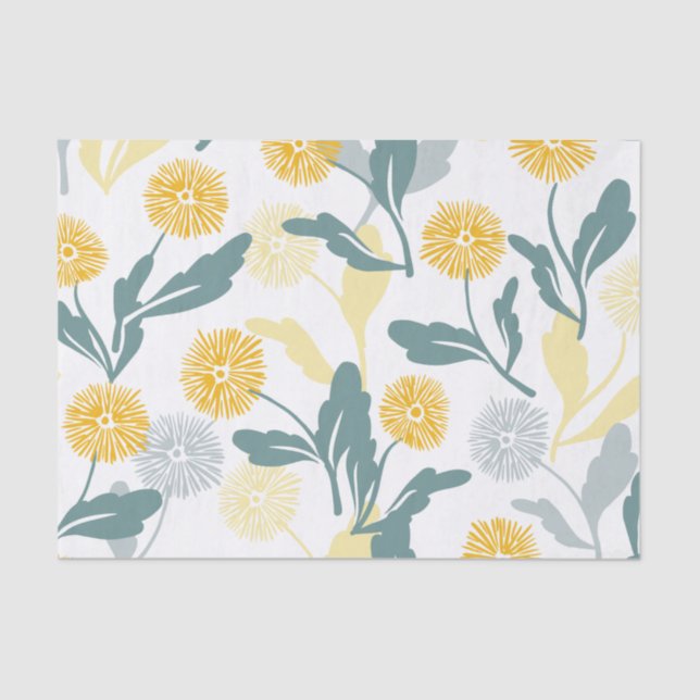 Dandelion floral pattern white ver tissue paper (Front)