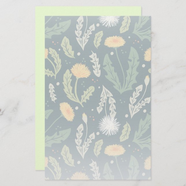 Dandelion Floral Weed Pattern Stationery (Front/Back)