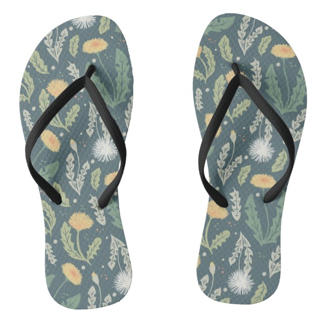 Dandelion Floral Weed Pattern Thongs (Footbed)