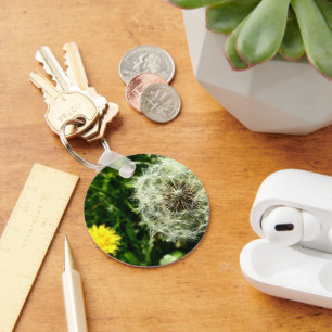 Dandelion flower and seed head key ring