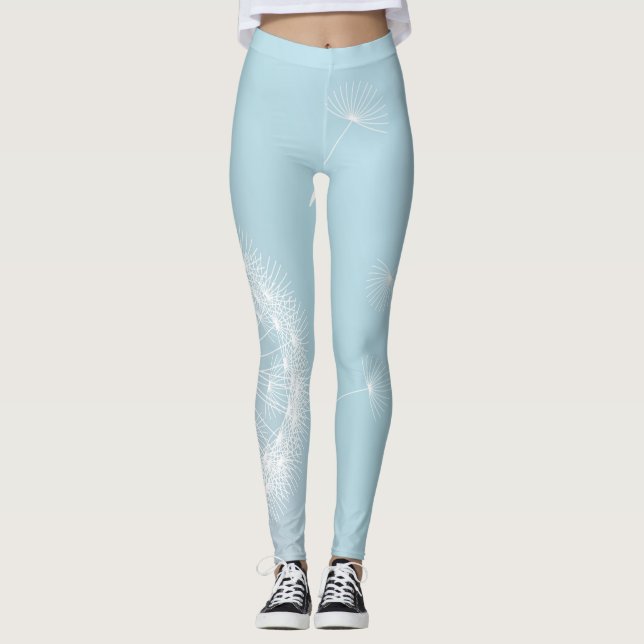 Dandelion flower blue Leggings (Front)