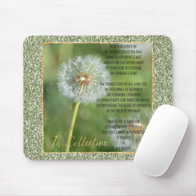 Dandelion Flower Collective Poem (written by me) Mouse Pad (With Mouse)