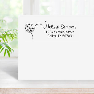 Dandelion Flower Parachutes Address Rubber Stamp