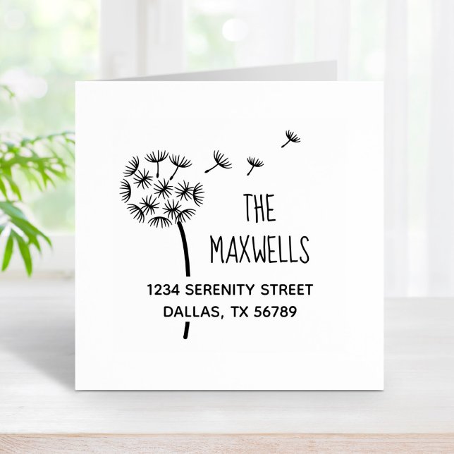 Dandelion Flower Parachutes Family Address Rubber Stamp (Creator Uploaded)