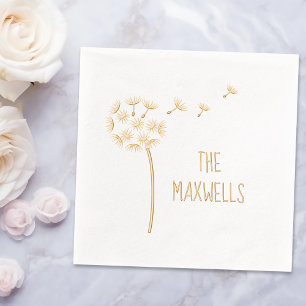 Dandelion Flower Parachutes Family Name Foil Napkins
