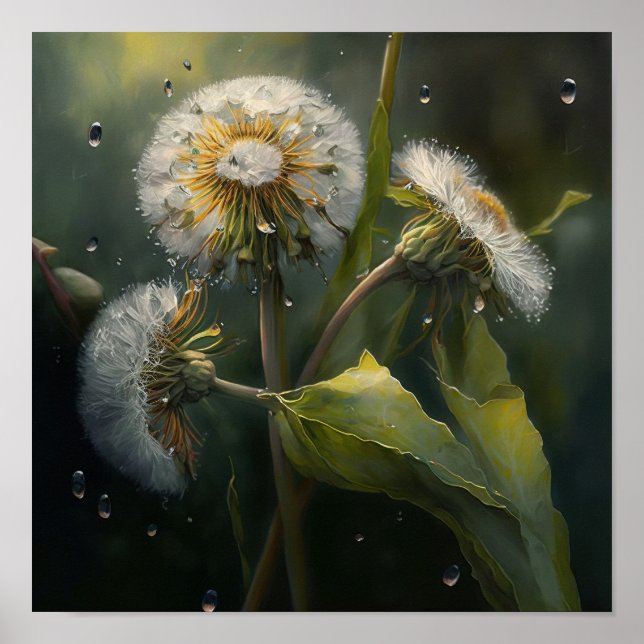 Dandelion Flowers Art Print Poster (Front)