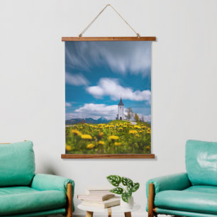 Dandelion flowers at church of st primus Jamnik Sl Hanging Tapestry