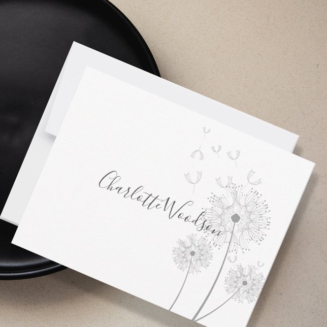 Dandelion Flowers Blowing In Wind Script Name Note Card (Creator Uploaded)