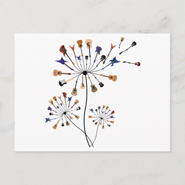 Dandelion Flowers Music Lover Gift For Guitarlist  Postcard (Front)