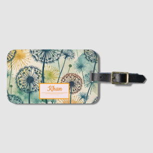 Dandelion flowers pattern digital art personalised luggage tag