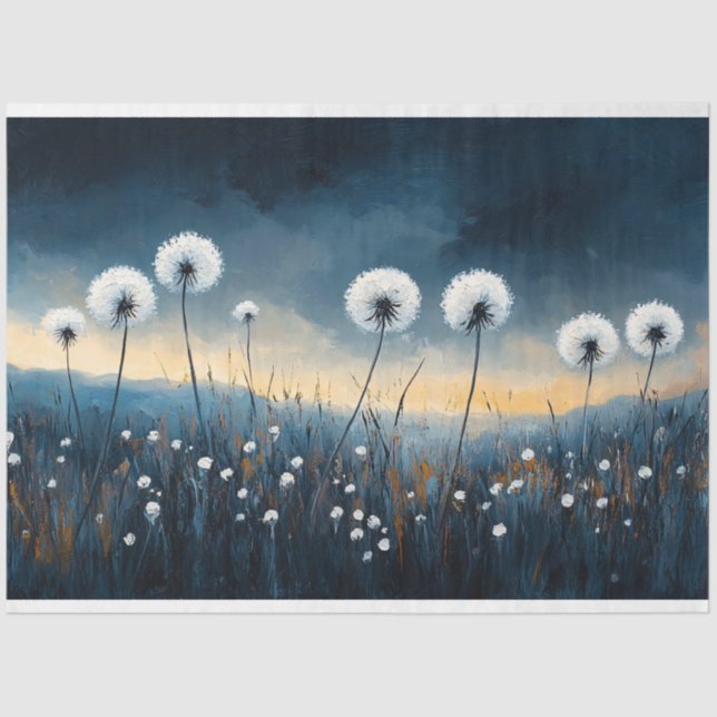 Dandelion Fluff Dramatic Painting Decoupage Tissue Paper (Front)