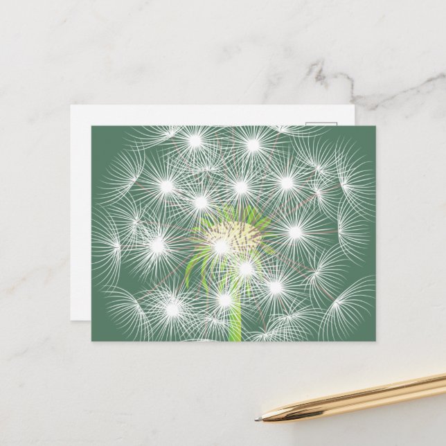 Dandelion Fractal Postcard (Front/Back In Situ)
