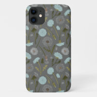 Dandelion Grey Blue Floral Pattern
