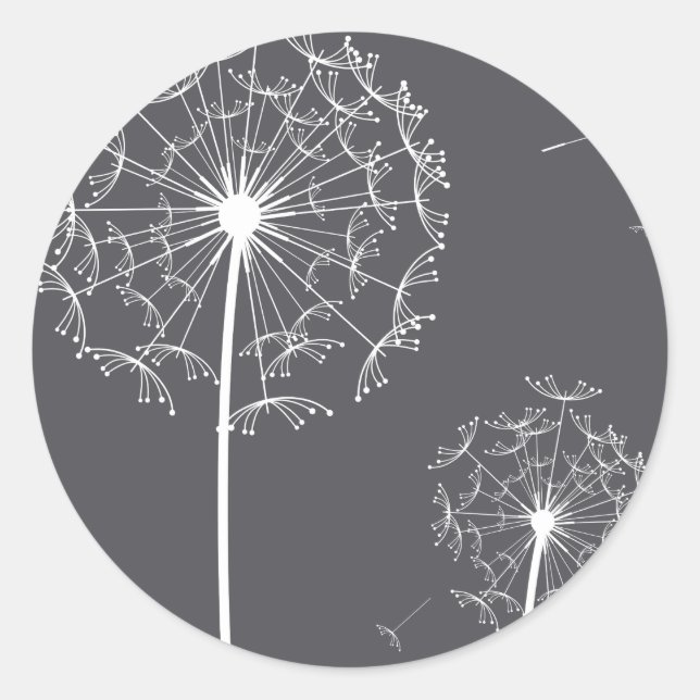dandelion grey classic round sticker (Front)