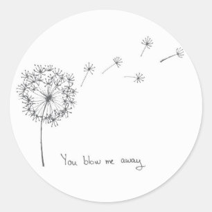 Dandelion hand illustrated funny Valentines card Classic Round Sticker