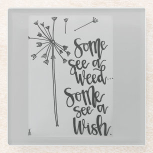Dandelion inspiration glass coaster