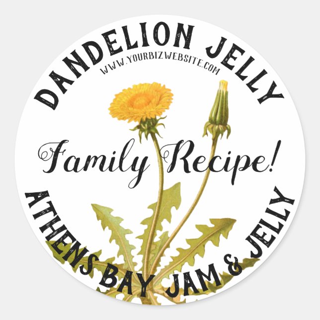Dandelion Jelly Product Business Label (Front)