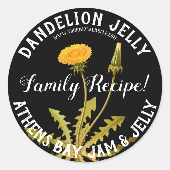 Dandelion Jelly Product Business Label (Front)