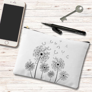 Dandelion Line Art Large Accessory Pouch