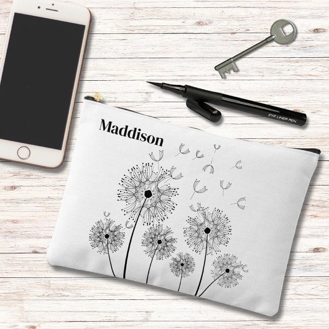 Dandelion Line Art With Name Large Accessory Pouch (Creator Uploaded)