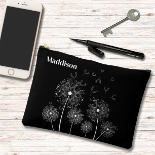 Dandelion Line Art With Name Large Accessory Pouch