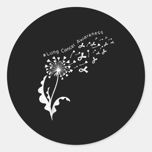 Dandelion Lung Cancer Awareness White Ribbon Suprt Classic Round Sticker (Front)