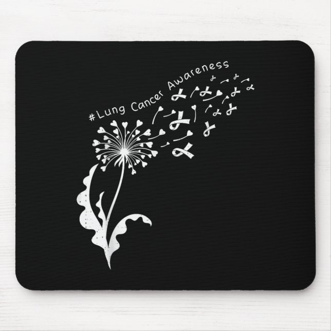 Dandelion Lung Cancer Awareness White Ribbon Suprt Mouse Pad (Front)