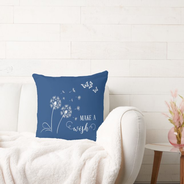 Dandelion Make a Wish Large Square Throw Pillow (Couch)
